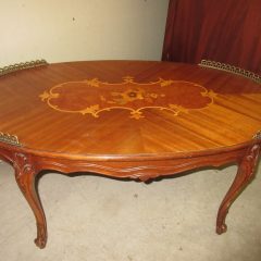 Coffee Table c1925 with Beautiful Inlay Design and Metal Trim