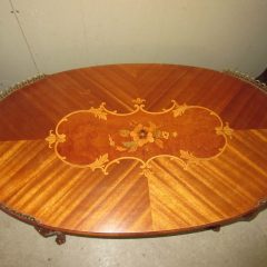 Coffee Table c1925 with Beautiful Inlay Design and Metal Trim