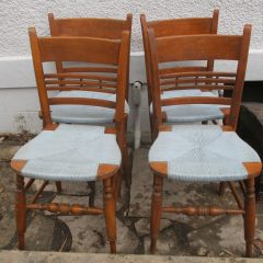 Set of Four Attractive Chairs circa 1920 with Rush Seats