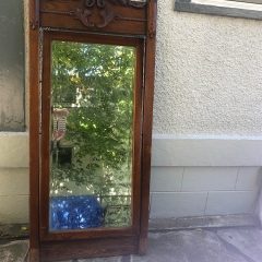 Original Tall Beveled Mirror In Decorative Wooden Frame c1900 Height 57″